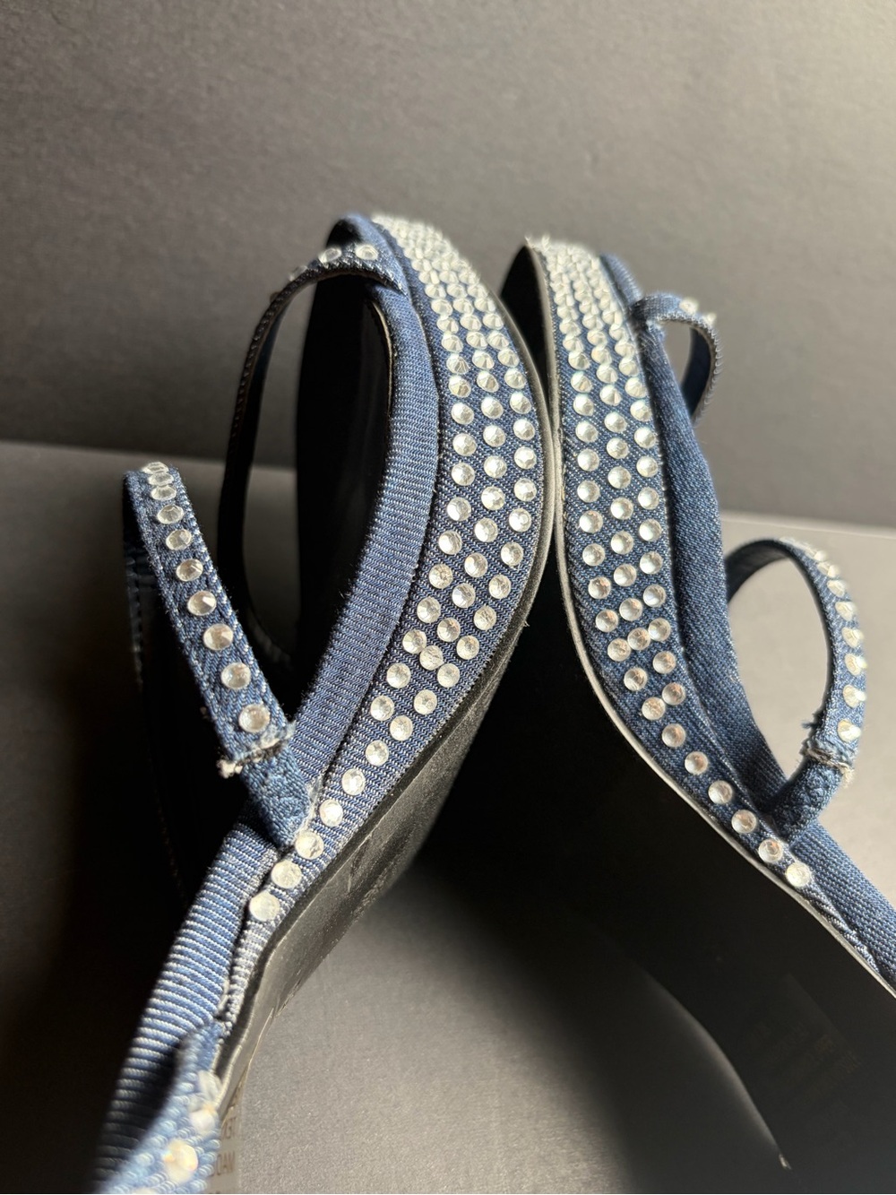 BCBGeneration Blue Rhinestone Block Heel Sandals - Picture 5 of 13